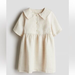 Cream Short Sleeve linen Dress